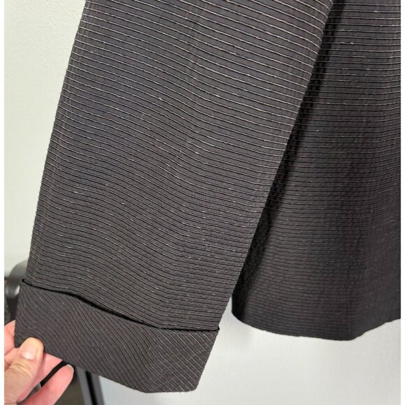 Elie Tahari Womens Black Textured 2 Button Lined Blazer Large Folded Cuffs - Picture 6 of 10